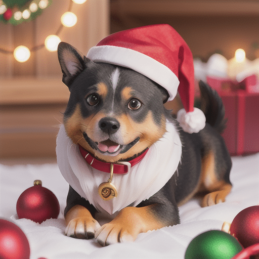 Dog with Christmas hat generated through AI