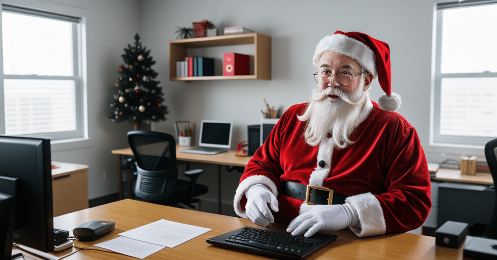 Santa in the office generated through AI